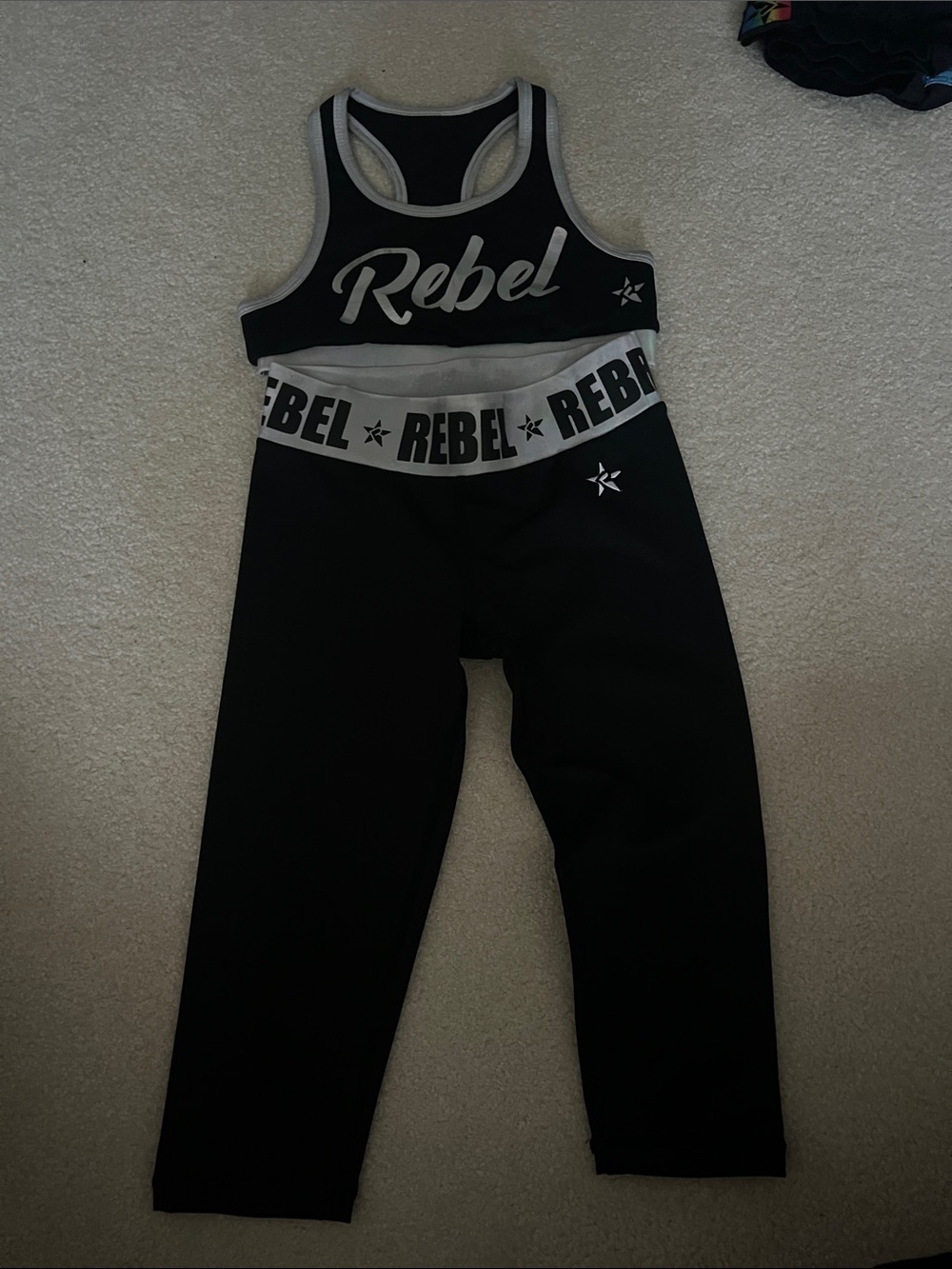 Rebel Black capri with Grey Logo Waistband
